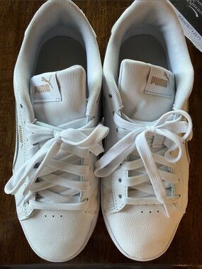 Puma White Sneakers with Gold Logo Accent